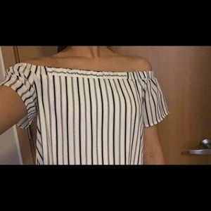 off the shoulder striped top very cute